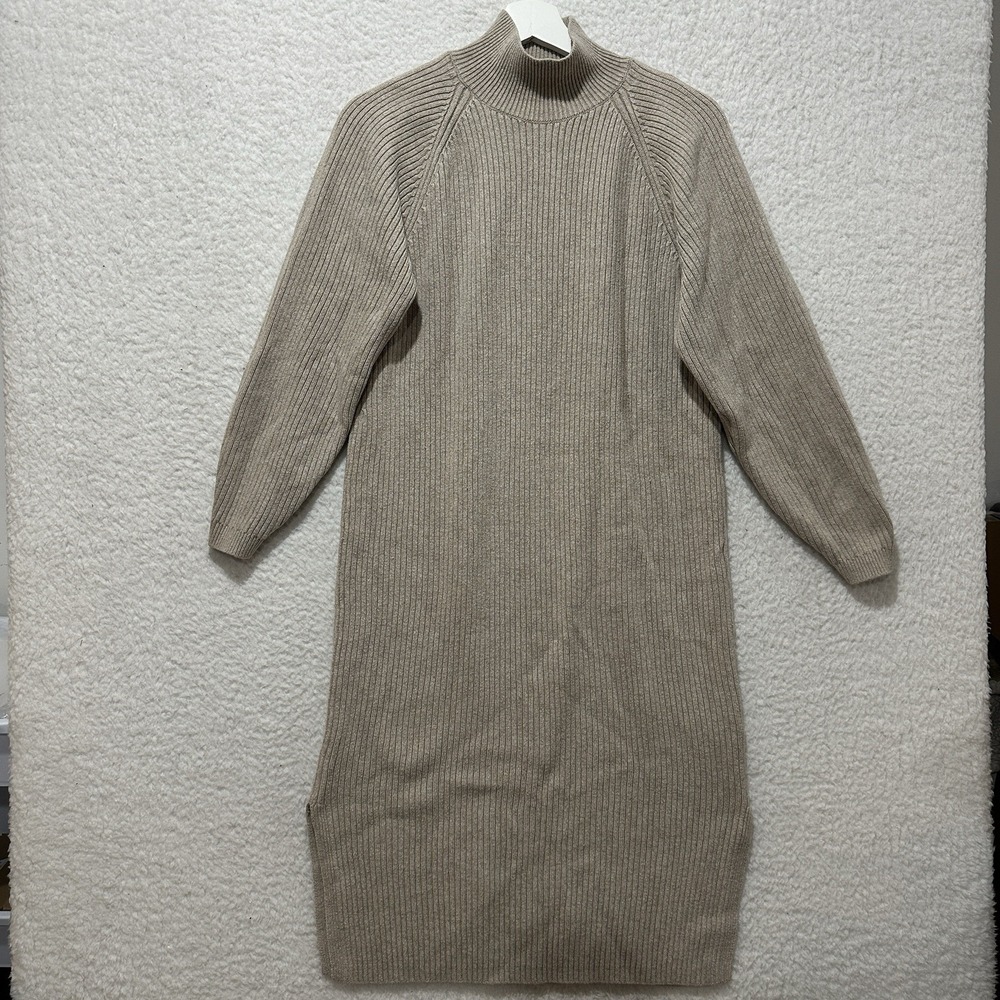 Paris Atelier & Other Stories Mockneck Ribbed Knit Slit Sides Dress Size EU XS